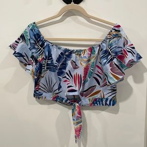 SHEIN - LUAU/HAWAIIAN CROP TIE TOP - SMALL